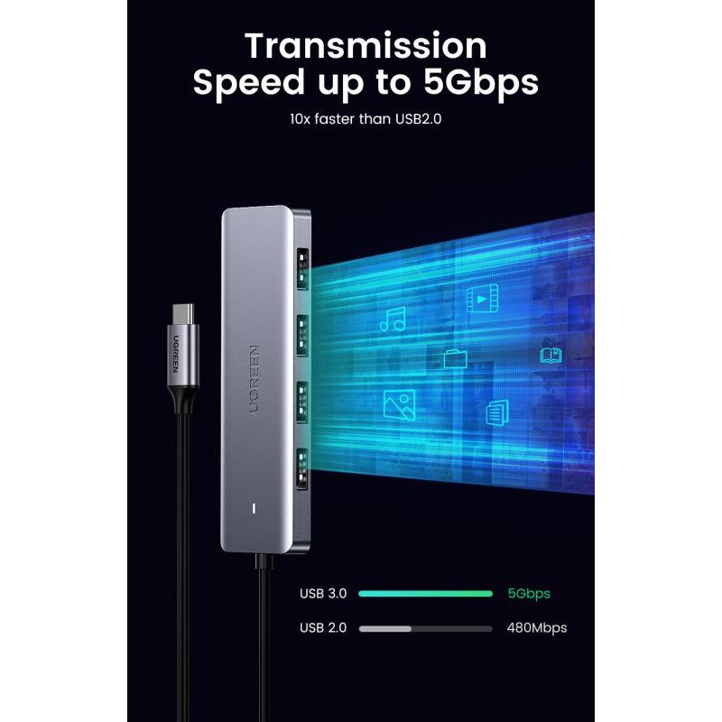 UGREEN Hub 4-Port USB3.0 avec Port Alimentation · Dock Station · Informat Systems Strasbourg (image 6)