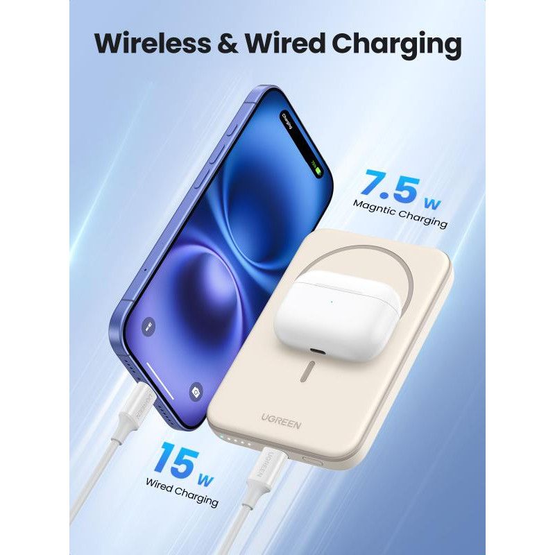 UGREEN Batterie Ext Sans Fil Qi 7,5W 5000mAh Crème *25207 · Batteries externes · Informat Systems Strasbourg (image 4)