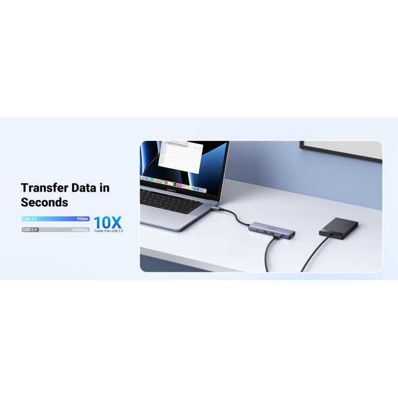 UGREEN Hub 5 en 1 3xUSB3.2/USB-C/HDMI 4K *15596 · Hub USB · Informat Systems Strasbourg (image 7)