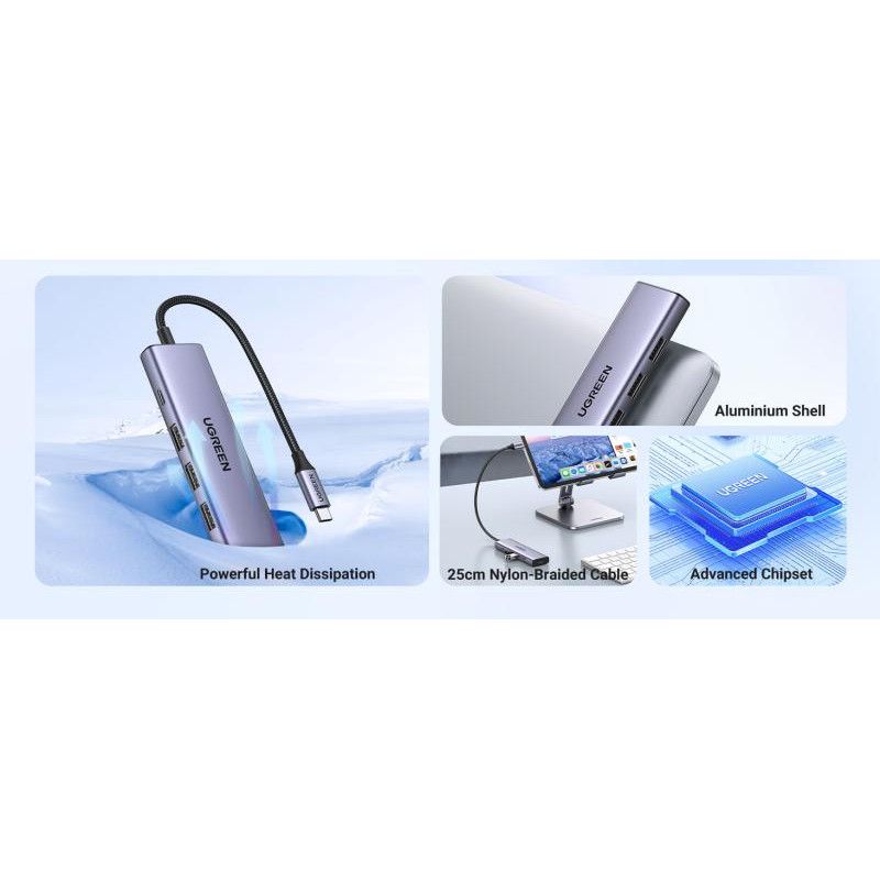 UGREEN Hub 5 en 1 3xUSB3.2/USB-C/HDMI 4K *15596 · Hub USB · Informat Systems Strasbourg (image 8)
