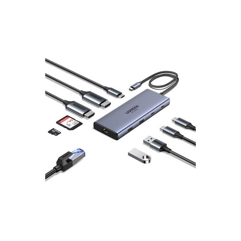 UGREEN Hub 10 en 1 3xUSB3.2/USB-C/HDMI 4K *15596 · Dock Station · Informat Systems Strasbourg (image 4)