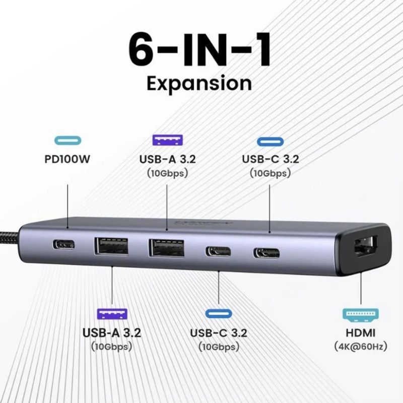 UGREEN Adaptateur Multiport 6-en-1 *35999 · Tous les accessoires PC portables · Informat Systems Strasbourg