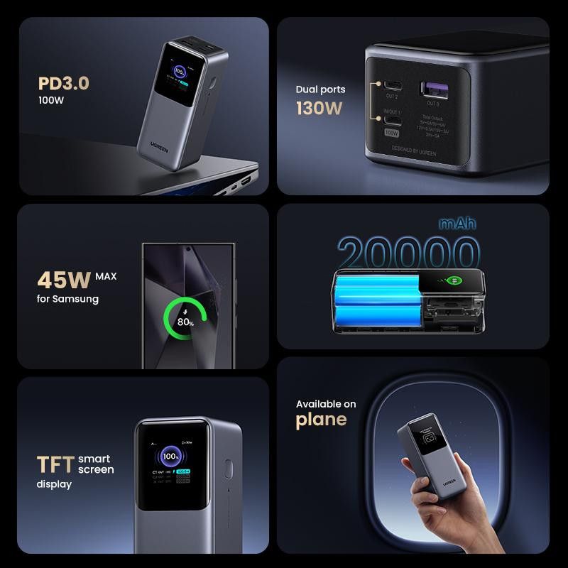 UGREEN Batterie d'Urgence Tour 20000mAh 130W *35524B · Batteries externes · Informat Systems Strasbourg (image 4)