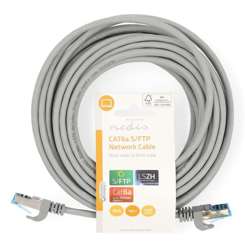 NEDIS CABLE RJ45 CAT-6a S/FTP MALE -MALE 10M GRIS · Connectiques · Informat Systems Strasbourg (image 3)