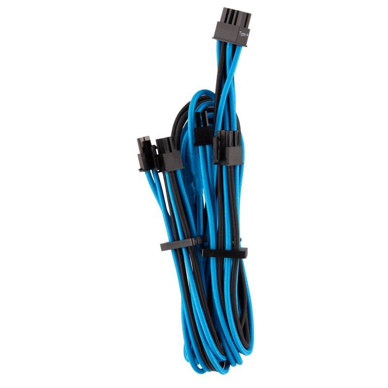 CORSAIR Premium m Sleeved Split PCIe T4 Bleu/Noir · Connectiques PC · Informat Systems Strasbourg (image 2)