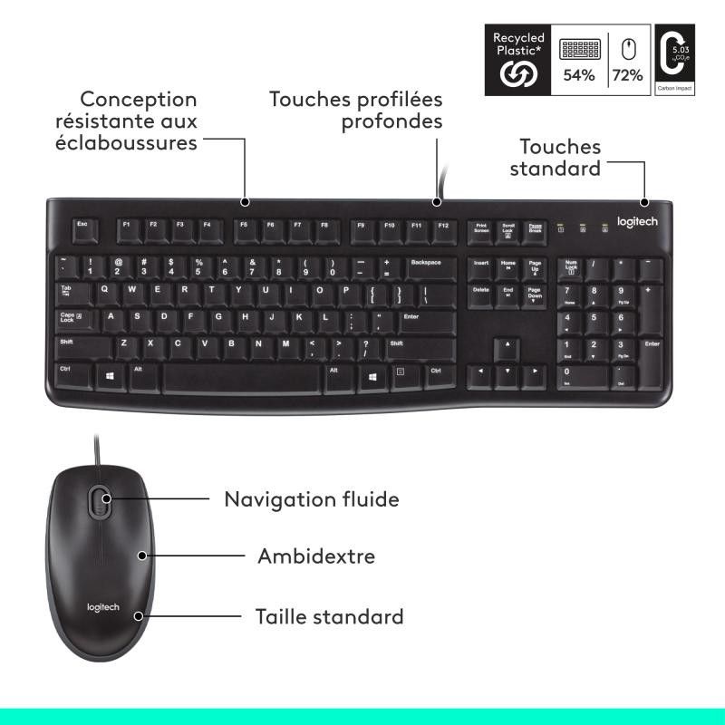 Logitech KIT MK120 fil Noir Retail · Claviers PC · Informat Systems Strasbourg (image 14)