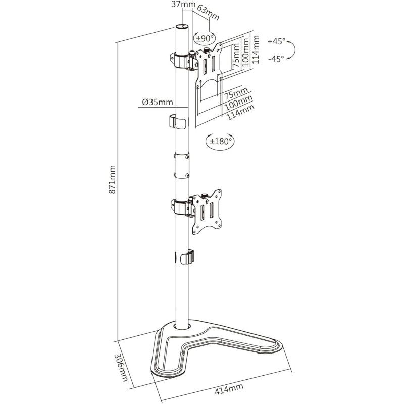 KIMEX Support de Bureau Sur Pied pour 2 Ecrans Moniteurs TV 17'' - 32'' · Accessoires écrans · Informat Systems Strasbourg (image 5)