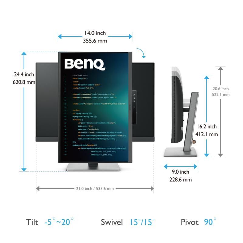 BenQ RD240Q écran plat de PC 61,2 cm (24.1") 2560 x 1600 pixels WQXGA LCD Noir · Moniteur · Informat Systems Strasbourg (image 5)