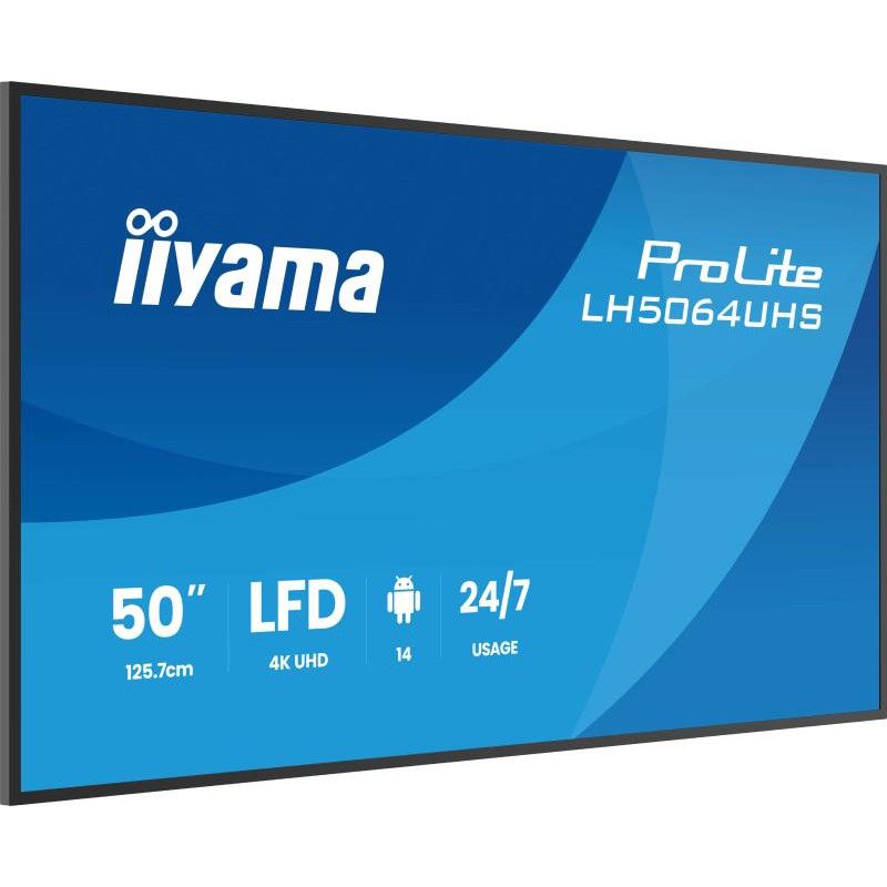iiyama LH5064UHS-B1AG Écran d'affichage dynamique Écran plat de signalisation numérique 127 cm (50") Wifi 500 cd/m² 4K Ult... (image 4)