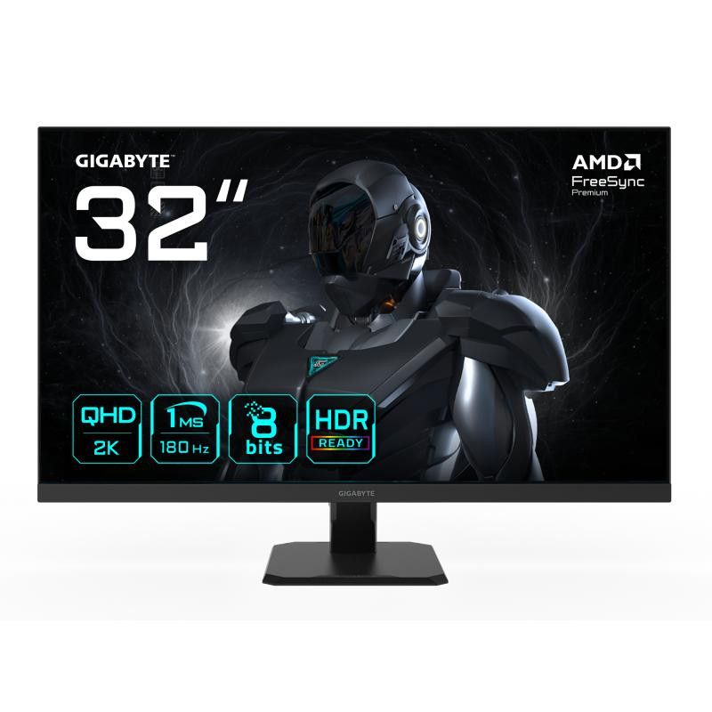 GIGABYTE GS32QA Moniteur de Jeu 32 QHD - 2560 x 1440, 180Hz, 1ms, 300 cd/m², FreeSync Premium, HDR Ready, HDMI 2.0, Displa...