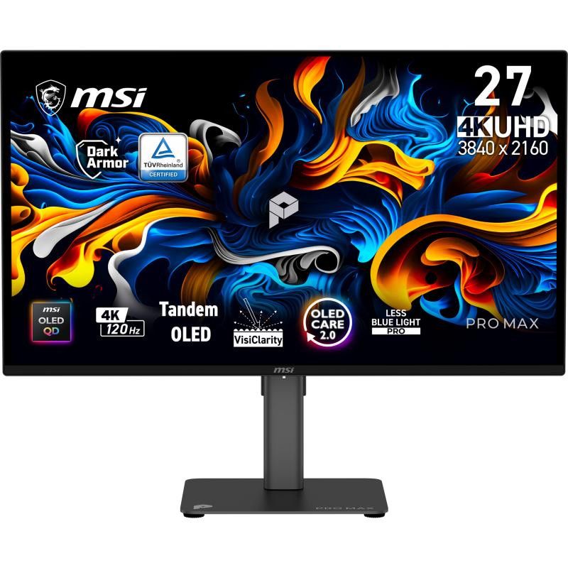 MSI Pro MAX 271UPX12G écran plat de PC 67,3 cm (26.5") 3840 x 2160 pixels Full HD Ultra large QD-OLED Noir · Moniteur · In...
