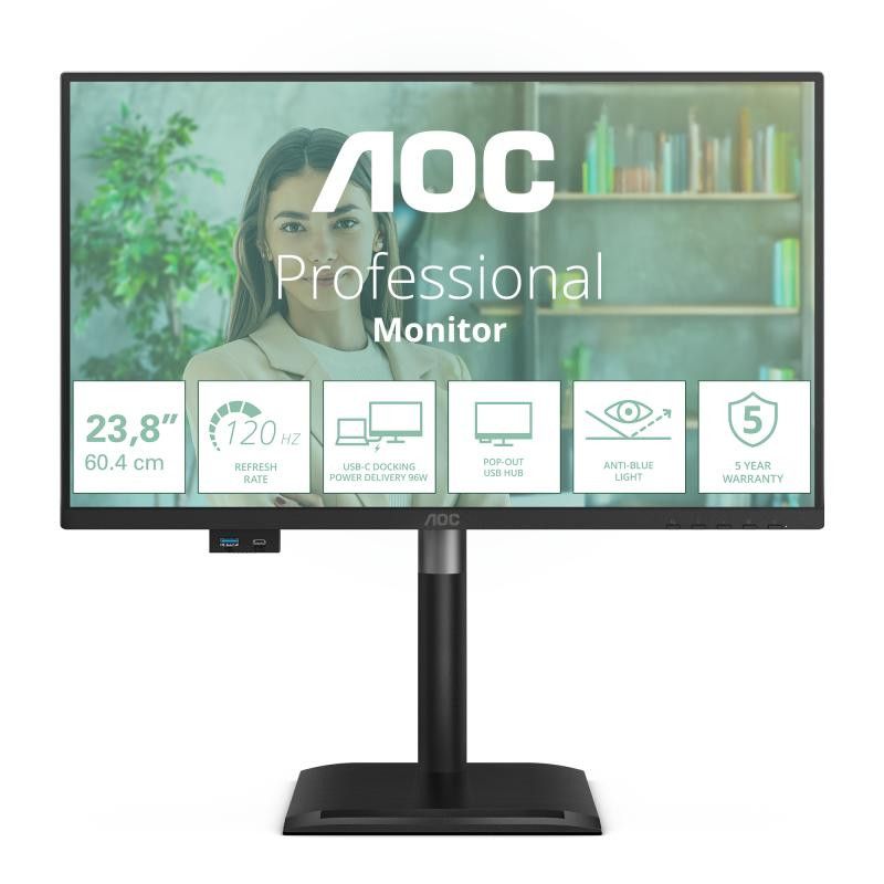 AOC 24P4CV écran plat de PC 60,5 cm (23.8") 1920 x 1080 pixels Full HD LED Noir · Moniteur · Informat Systems Strasbourg
