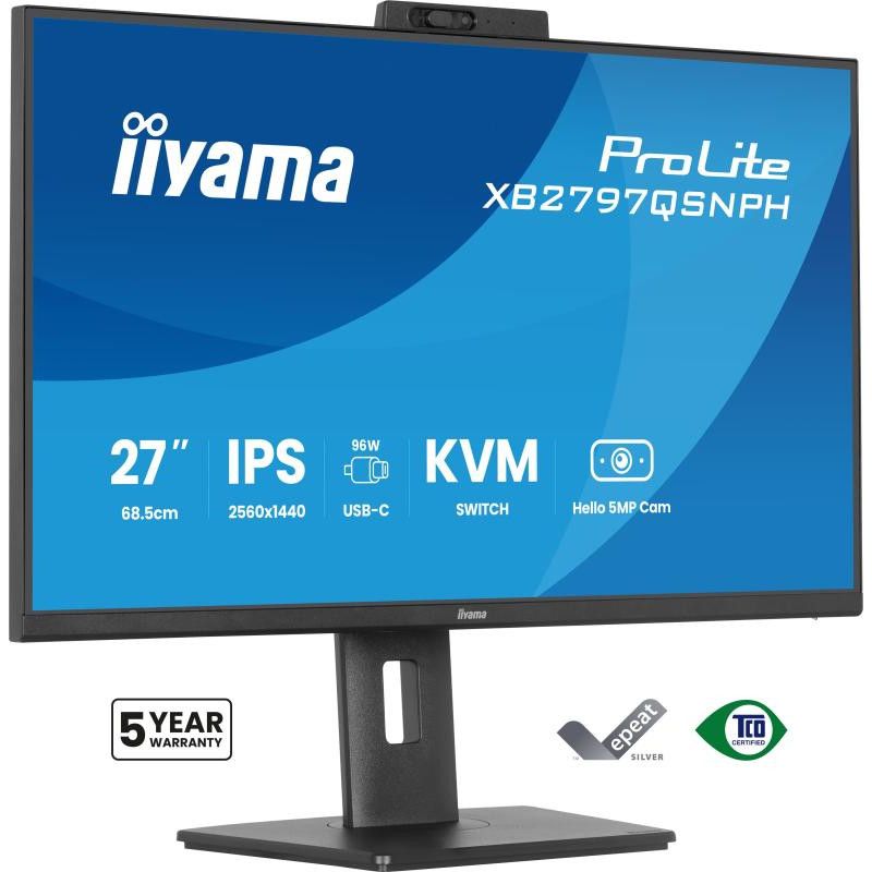 iiyama ProLite XB2797QSNPH-B1 27IN IPS LCD 4MS 2560X1440 350CD/M2 HDMI/DP/USB 2 écran plat de PC 68,6 cm (27") 2560 x 1440...