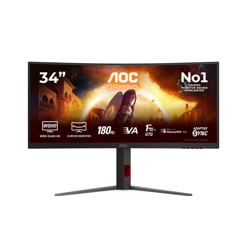AOC G4 34'' CU34G4CA écran plat de PC 86,4 cm (34") 3440 x 1440 pixels Noir, Rouge · Moniteur · Informat Systems Strasbourg