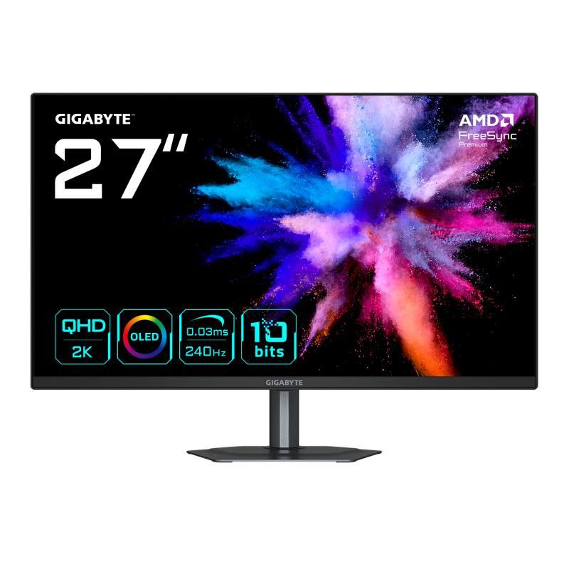 GIGABYTE GO27Q24 27 Moniteur Gaming OLED 2K QHD - 2560 x 1440, 240Hz, 0.03ms, 400 cd/m², FreeSync Premium, HDMI 2.0, Displ...