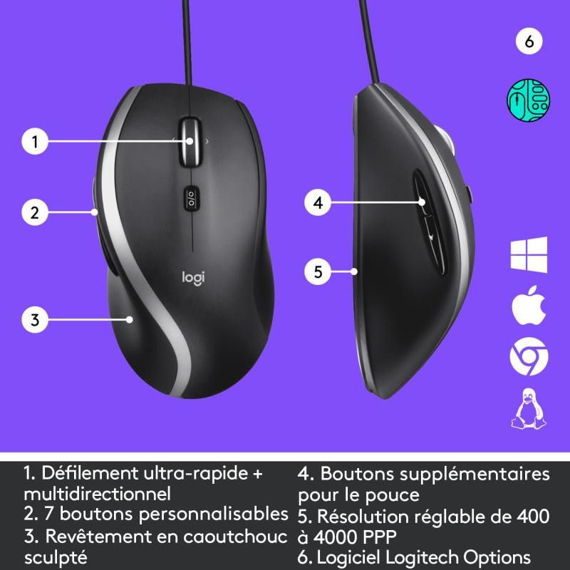 Logitech M500S Laser Filaire Noir - Souris · Souris PC · Informat Systems Strasbourg (image 9)