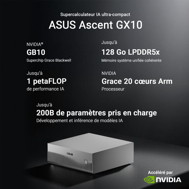 ASUS Ascent GX10 GX10-GG0003BN GB10 128 Go LPDDR5x-SDRAM 1 To SSD Mini PC Gris · Barebone NUC · Informat Systems Strasbourg (image 5)