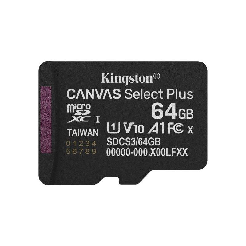 Kingston Technology 64GB micSDXC Canvas Select Plus Gen3 100R A1 (Adaptateur SD non inclus) · Cartes mémoires · Informat S...