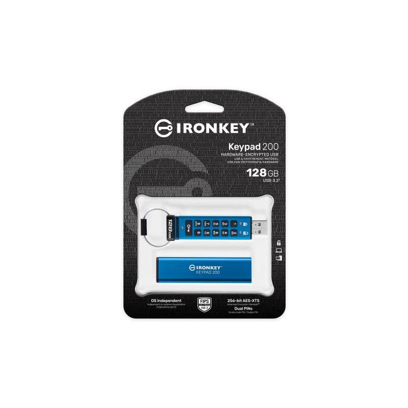 Kingston Technology IronKey Keypad 200 de 128 Go, FIPS 140-3 niveau 3 (en attente), chiffrement AES-256 · Clé USB · Inform... (image 3)