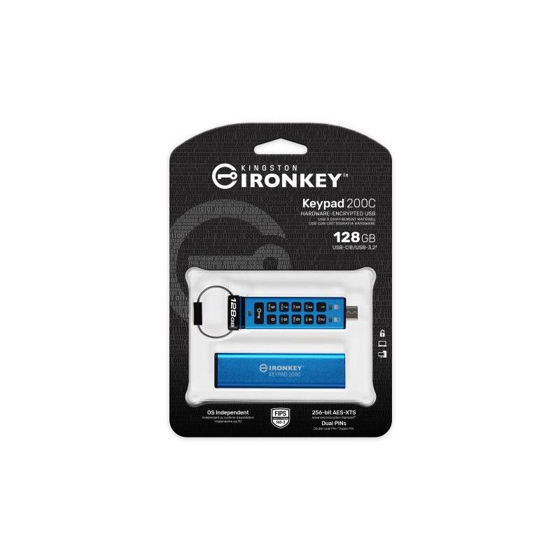 Kingston Technology IronKey Keypad 200C USB-C de 128 Go, FIPS 140-3 niveau 3 AES-256 · Clé USB · Informat Systems Strasbourg (image 3)