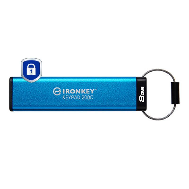 Kingston Technology IronKey Keypad 200C USB-C de 8 Go, FIPS 140-3 niveau 3 (en attente) AES-256 · Clé USB · Informat Syste...