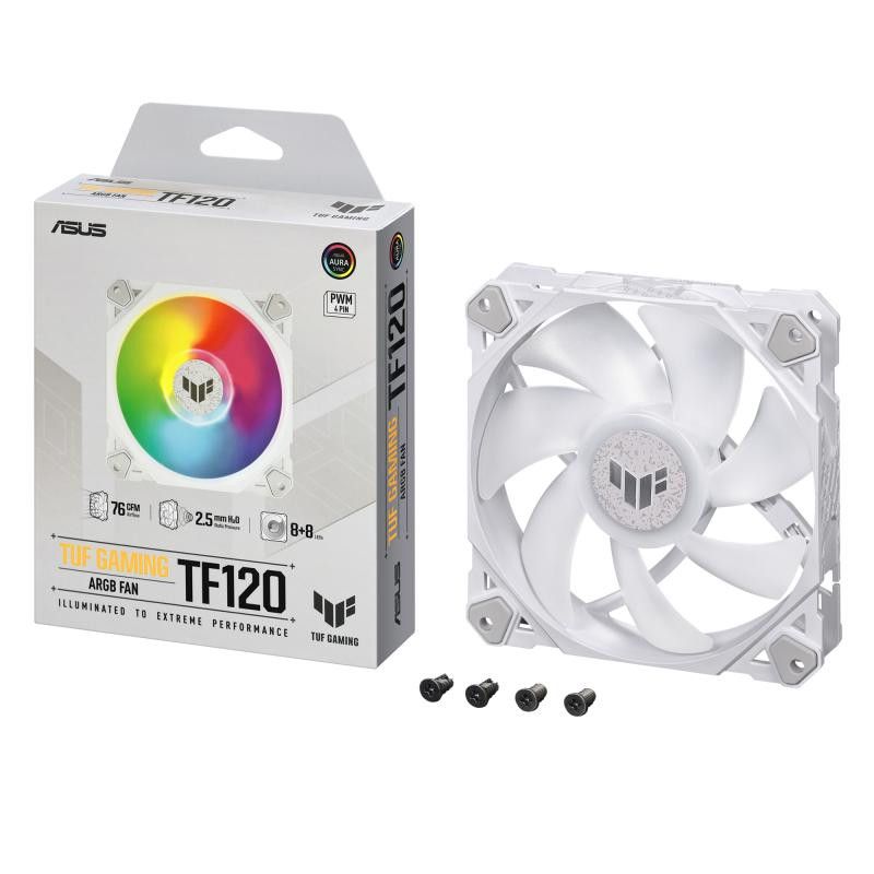 ASUS TUF GAMING TF120 ARGB WHITE EDITION Boitier PC Refroidisseur d'air 12 cm Blanc 1 pièce(s) · Ventilateur Boitier · Inf... (image 7)