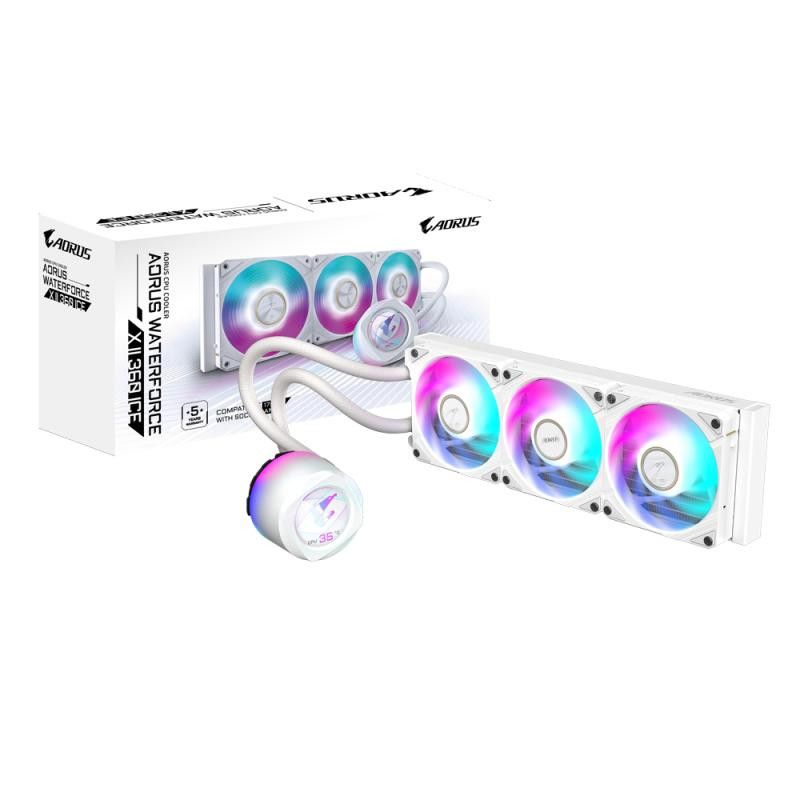 GIGABYTE AORUS WATERFORCE X II 360 ICE Refroidisseur liquide pour processeur AIO - 3x ventilateurs ARGB de 120 mm, écran L...
