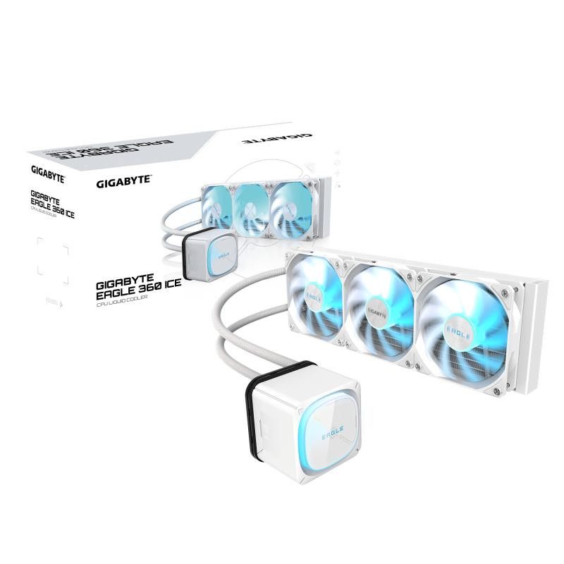 GIGABYTE EAGLE 360 ICE Système de Refroidissement Liquide pour CPU - 3x120mm Ventilateurs ARGB, écran LCD couleur, DAISY-C...