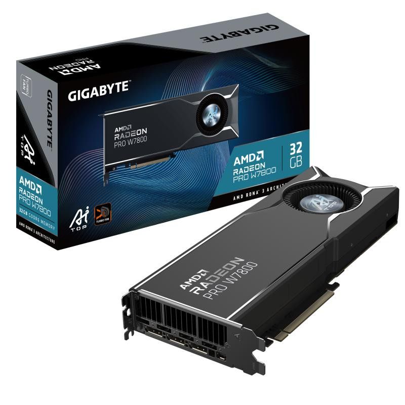 GIGABYTE Radeon PRO W7800 AI TOP 32G Carte Graphique - 32 Go GDDR6, 256 bits, PCI-E 4.0, 3 x DisplayPort 2.1, W7800 AI TOP...