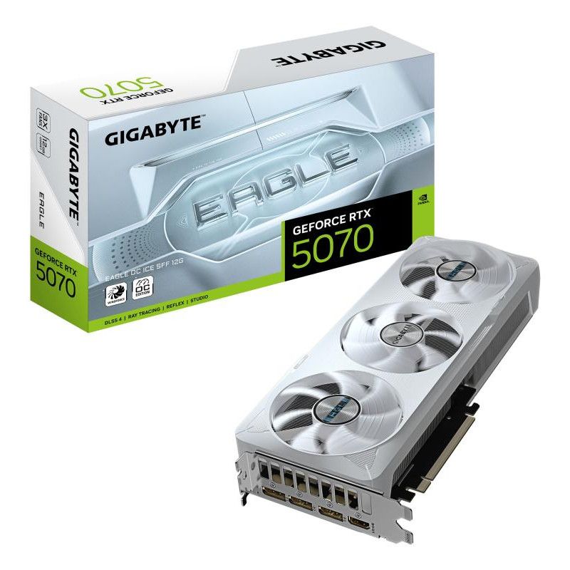 GIGABYTE GeForce RTX 5070 EAGLE OC ICE SFF 12G Carte Graphique - 12 Go GDDR7, 192 bits, PCI-E 5.0, 2587 MHz Core Clock, 3 ...