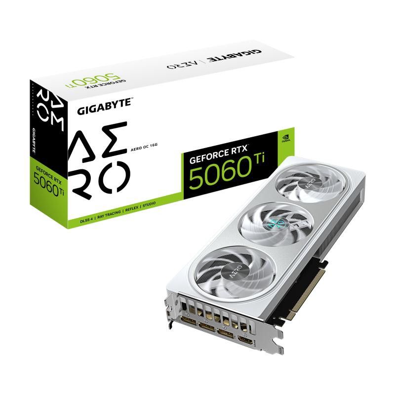 GIGABYTE GeForce RTX 5060 Ti AERO OC 16G Carte Graphique ? 16 Go GDDR7, 128 bits, PCI-E 5.0, 2647MHz Fréquence du processe...