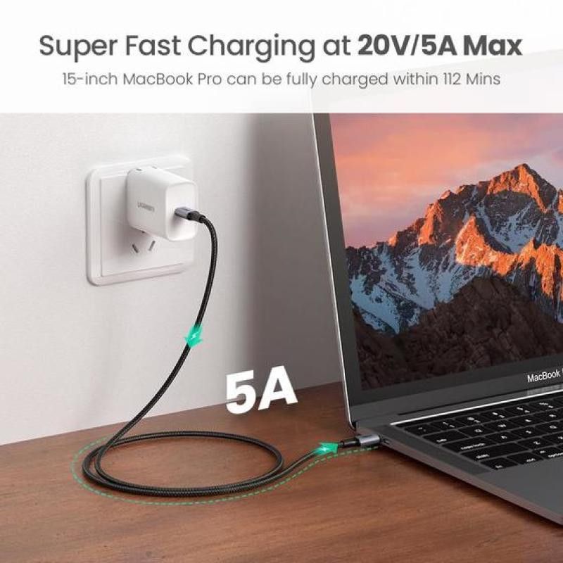 UGREEN Câble Renforcé 2M USB-C > USB-C Noir PD 100W *70429 · Connectiques · Informat Systems Strasbourg (image 2)