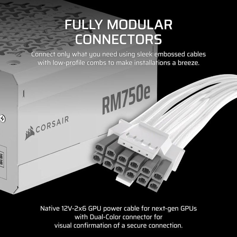 CORSAIR RM750e White, 750 Watt, ATX 3.1, Cybenetics GOLD · Alimentations · Informat Systems Strasbourg (image 3)