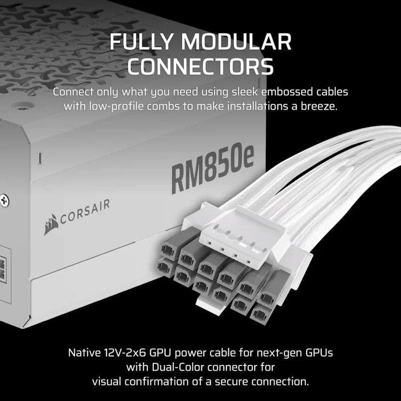 CORSAIR RMe White Series, RM850e White, 850 Watt, ATX 3.1 · Alimentations · Informat Systems Strasbourg (image 3)