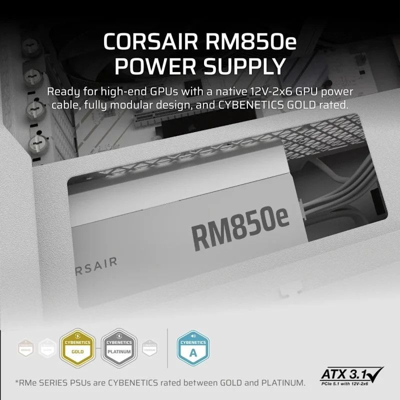 CORSAIR RMe White Series, RM850e White, 850 Watt, ATX 3.1 · Alimentations · Informat Systems Strasbourg (image 4)