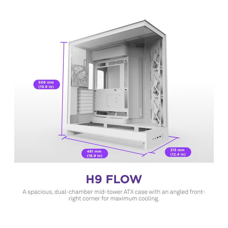 NZXT H9 Flow White · Boîtiers · Informat Systems Strasbourg (image 2)