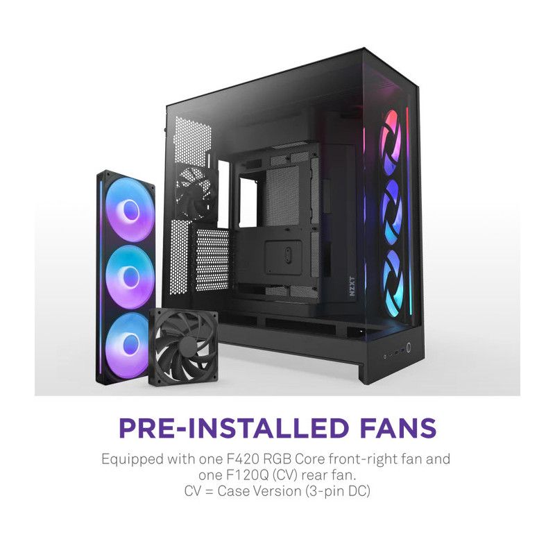 NZXT H9 Flow RGB (CM-H92FB-R1) Dual-Chamber Mid-Tower Case w/ RGB Fans - · Boîtiers · Informat Systems Strasbourg (image 3)