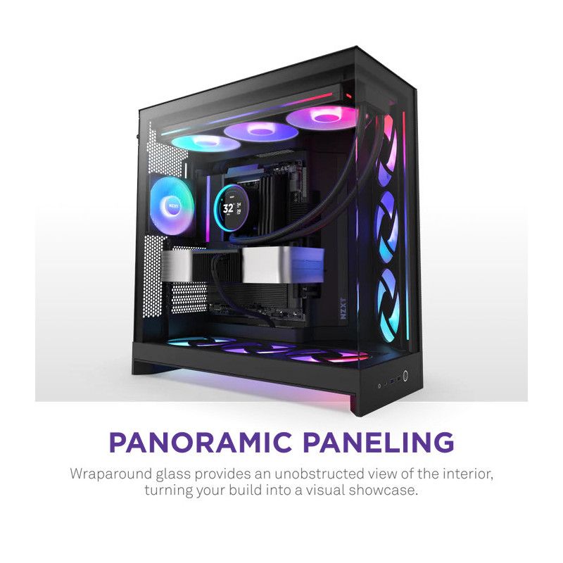 NZXT H9 Flow RGB (CM-H92FB-R1) Dual-Chamber Mid-Tower Case w/ RGB Fans - · Boîtiers · Informat Systems Strasbourg (image 7)