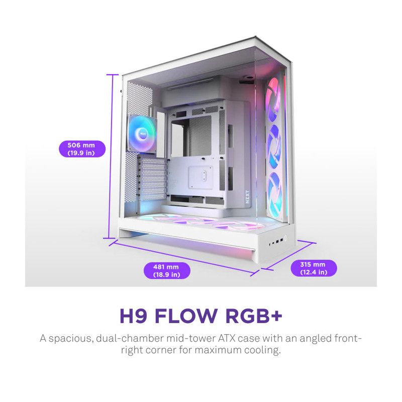 NZXT H9 Flow RGB+ All White · Boîtiers · Informat Systems Strasbourg (image 2)