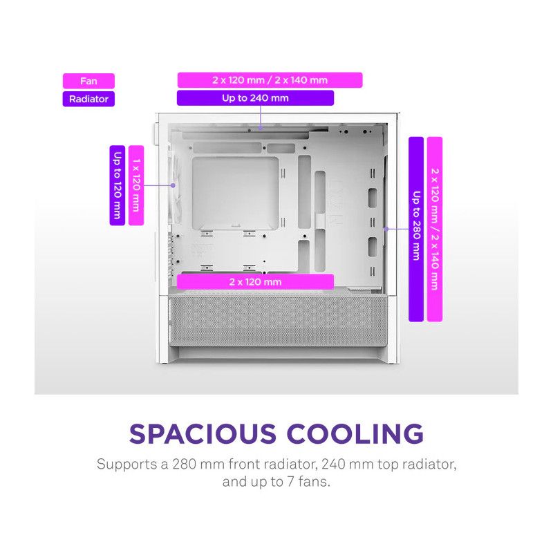 NZXT H3 Flow (2025) micro-ATX Mid-tower Case - All White Color · Boîtiers · Informat Systems Strasbourg (image 5)