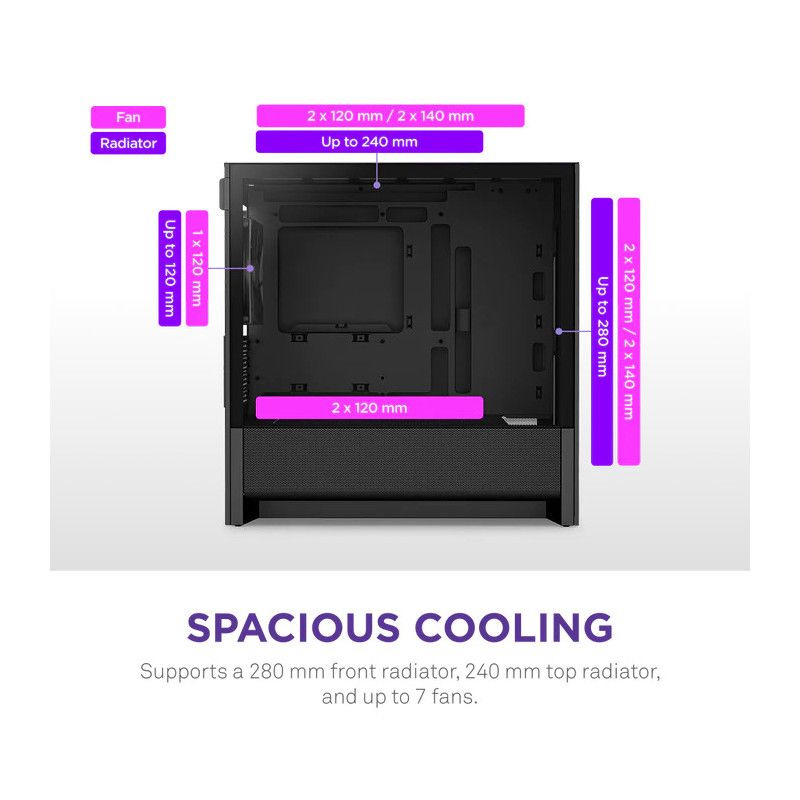 NZXT H3 Flow micro-ATX Mid-tower Case - All Black Color · Boîtiers · Informat Systems Strasbourg (image 5)