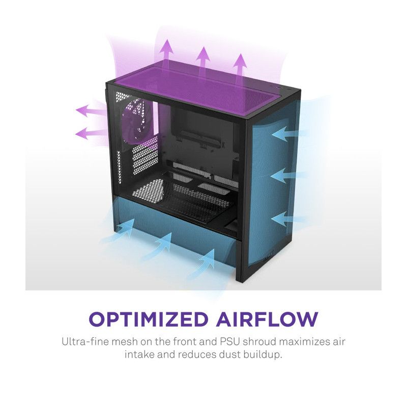 NZXT H3 Flow micro-ATX Mid-tower Case - All Black Color · Boîtiers · Informat Systems Strasbourg (image 6)