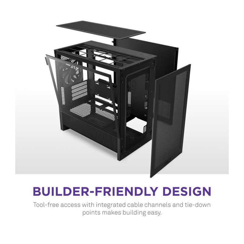 NZXT H3 Flow micro-ATX Mid-tower Case - All Black Color · Boîtiers · Informat Systems Strasbourg (image 8)
