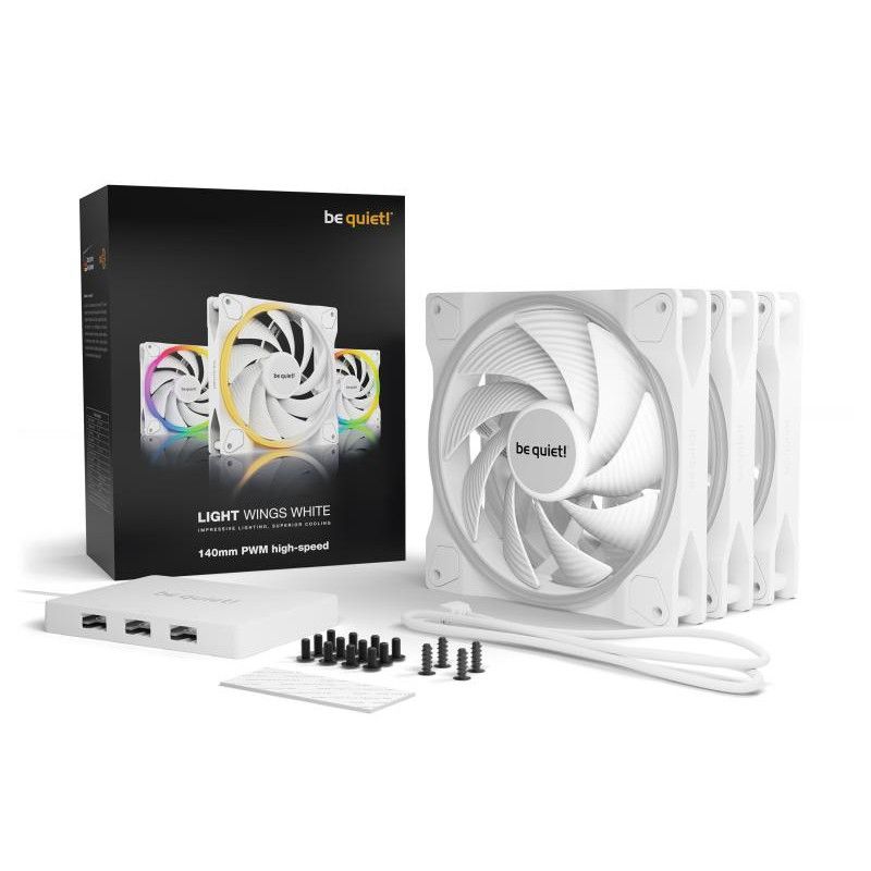 BE QUIET! LIGHT WINGS White 140mm PWM high-speed Triple-Pack · Ventilateur Boitier · Informat Systems Strasbourg (image 5)