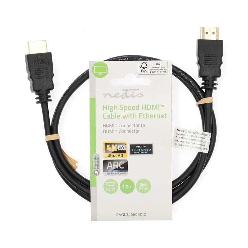 NEDIS CABLE HDMI HIGH SPEED 1m · Connectiques Tv-Hifi-Vidéo · Informat Systems Strasbourg (image 3)