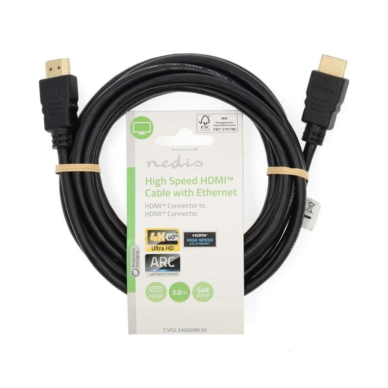 NEDIS CABLE HDMI HIGH SPEED 3m · Connectiques Tv-Hifi-Vidéo · Informat Systems Strasbourg (image 3)