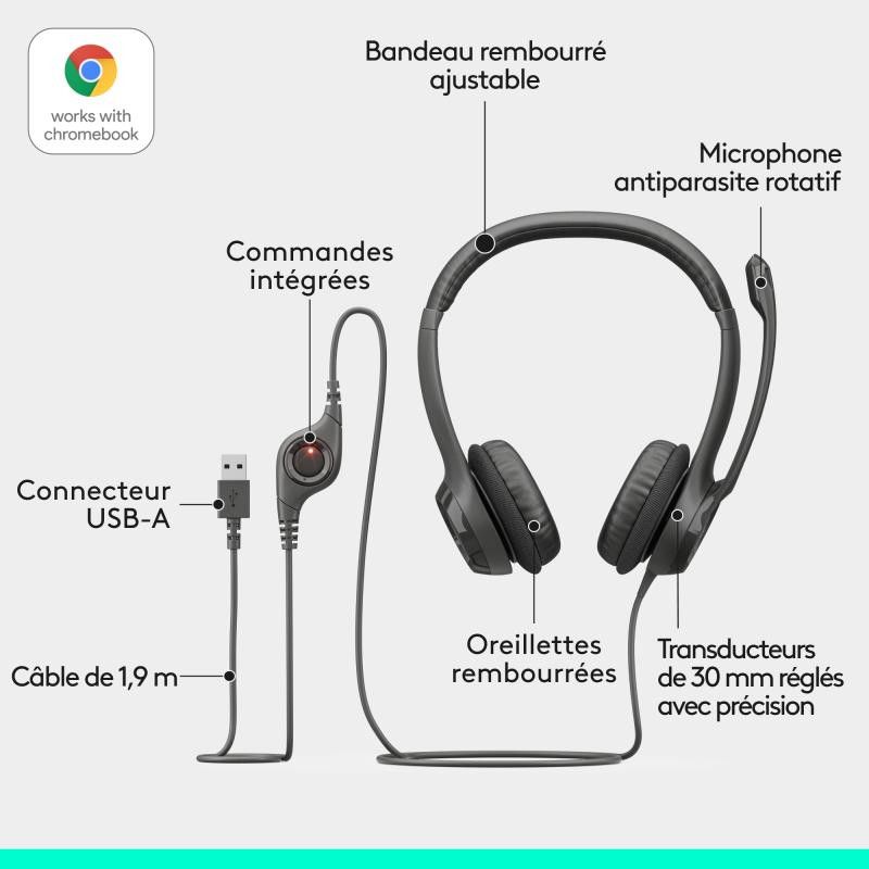 Logitech H390 - Casque USB · Casques · Informat Systems Strasbourg (image 13)