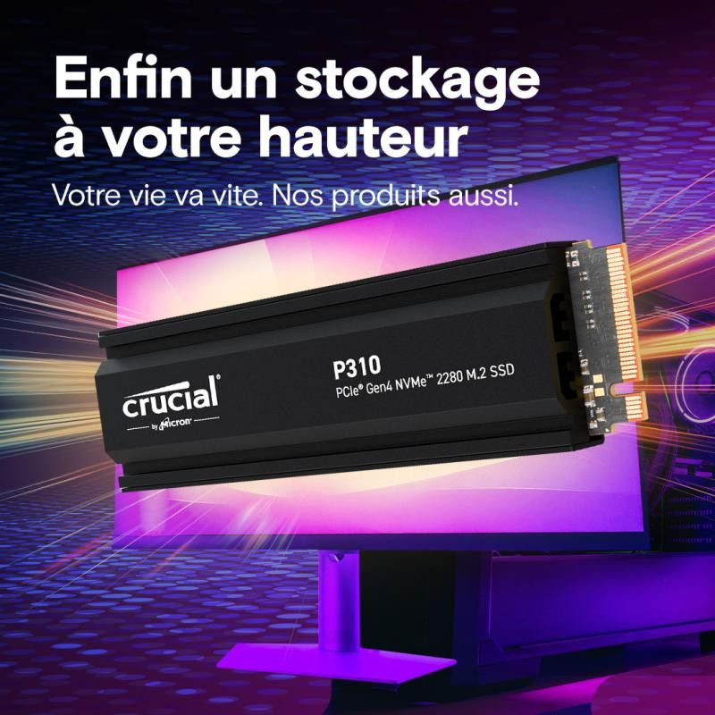 CRUCIAL P310 1T PCIe M.2*CT1000P310SSD5 avec heatsink · SSD M.2 · Informat Systems Strasbourg (image 6)