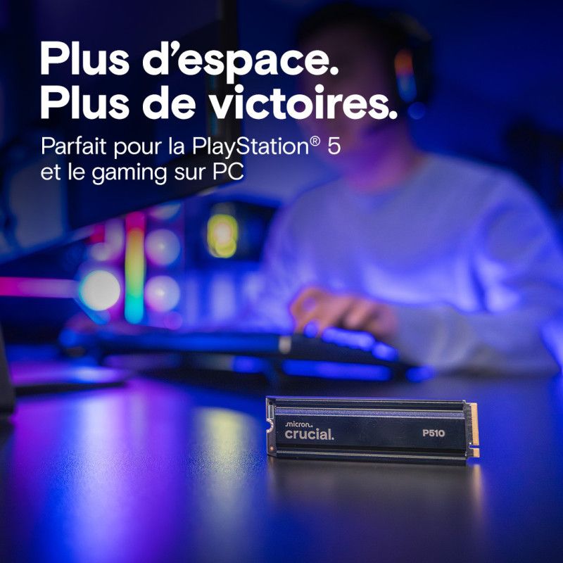 CRUCIAL P510 1TB PCIe Gen5 NVMe 2280 M.2 SSD with heatsink · SSD M.2 · Informat Systems Strasbourg (image 3)