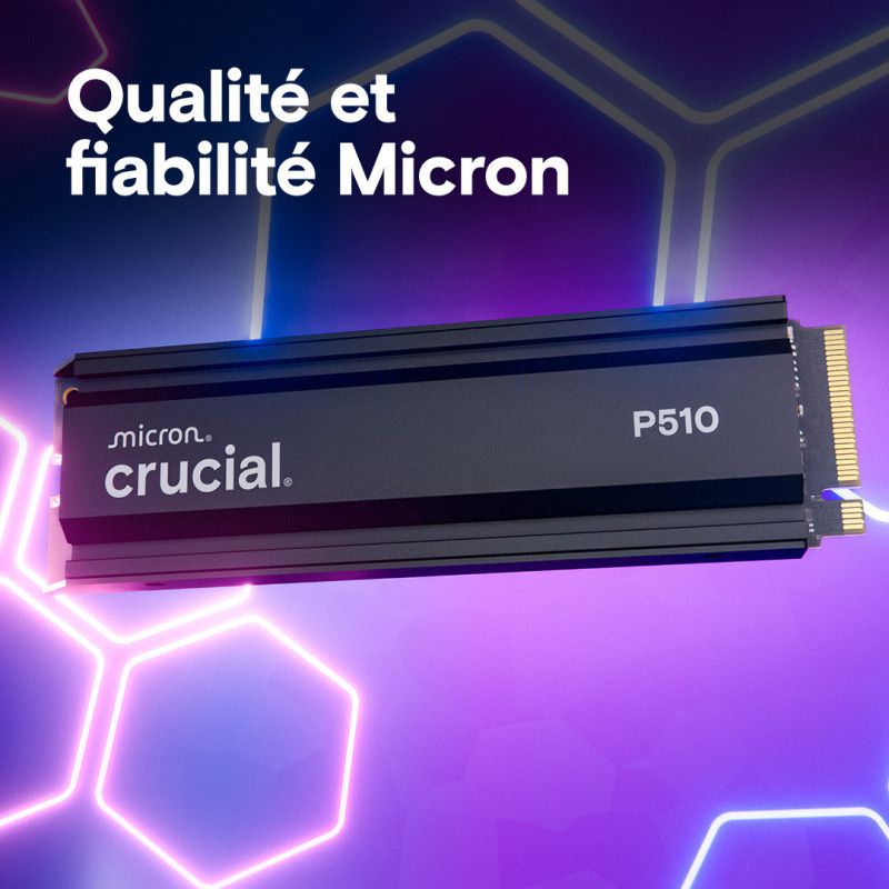 CRUCIAL P510 1TB PCIe Gen5 NVMe 2280 M.2 SSD with heatsink · SSD M.2 · Informat Systems Strasbourg (image 6)
